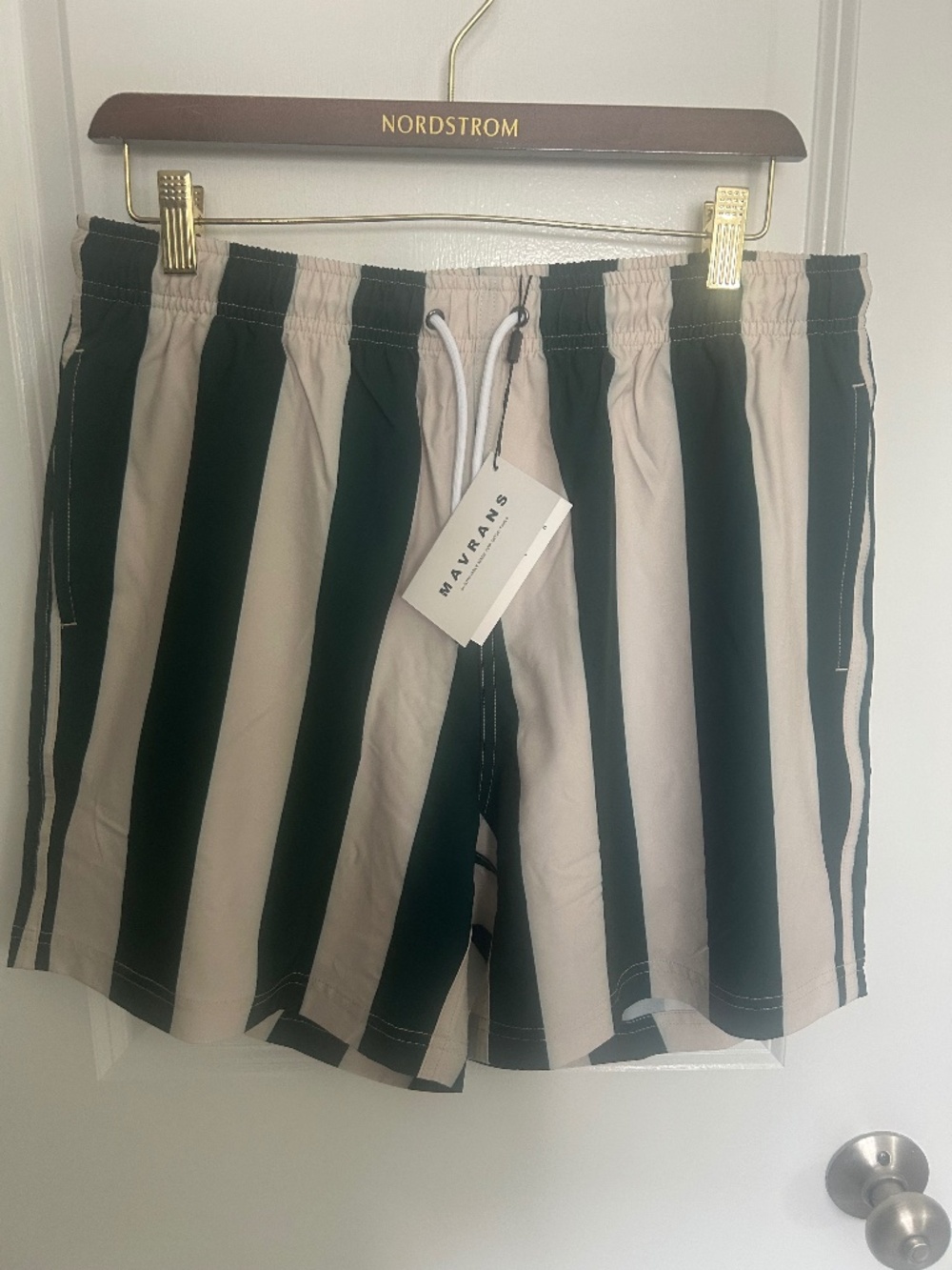 Mavrans Swim Trunks Emerald Heritage Cabana Stripe Swim Trunks, XL